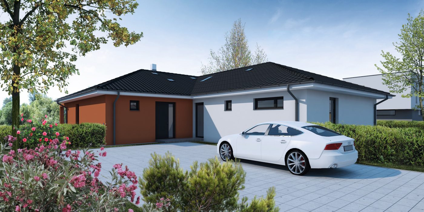 Pohled z ulice - typový projekt - MIRKA 1.01 | Wienerberger e4 dům