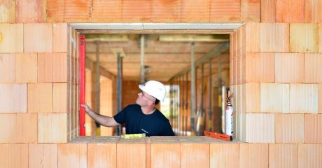Rough construction with building professional measuring window equality