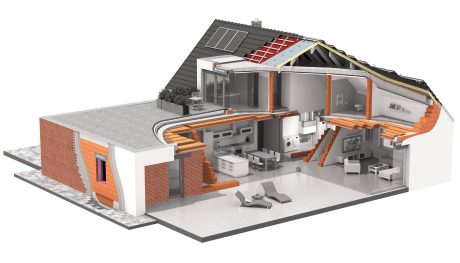Řez Wienerberger e4 domem - 3D vizualizace