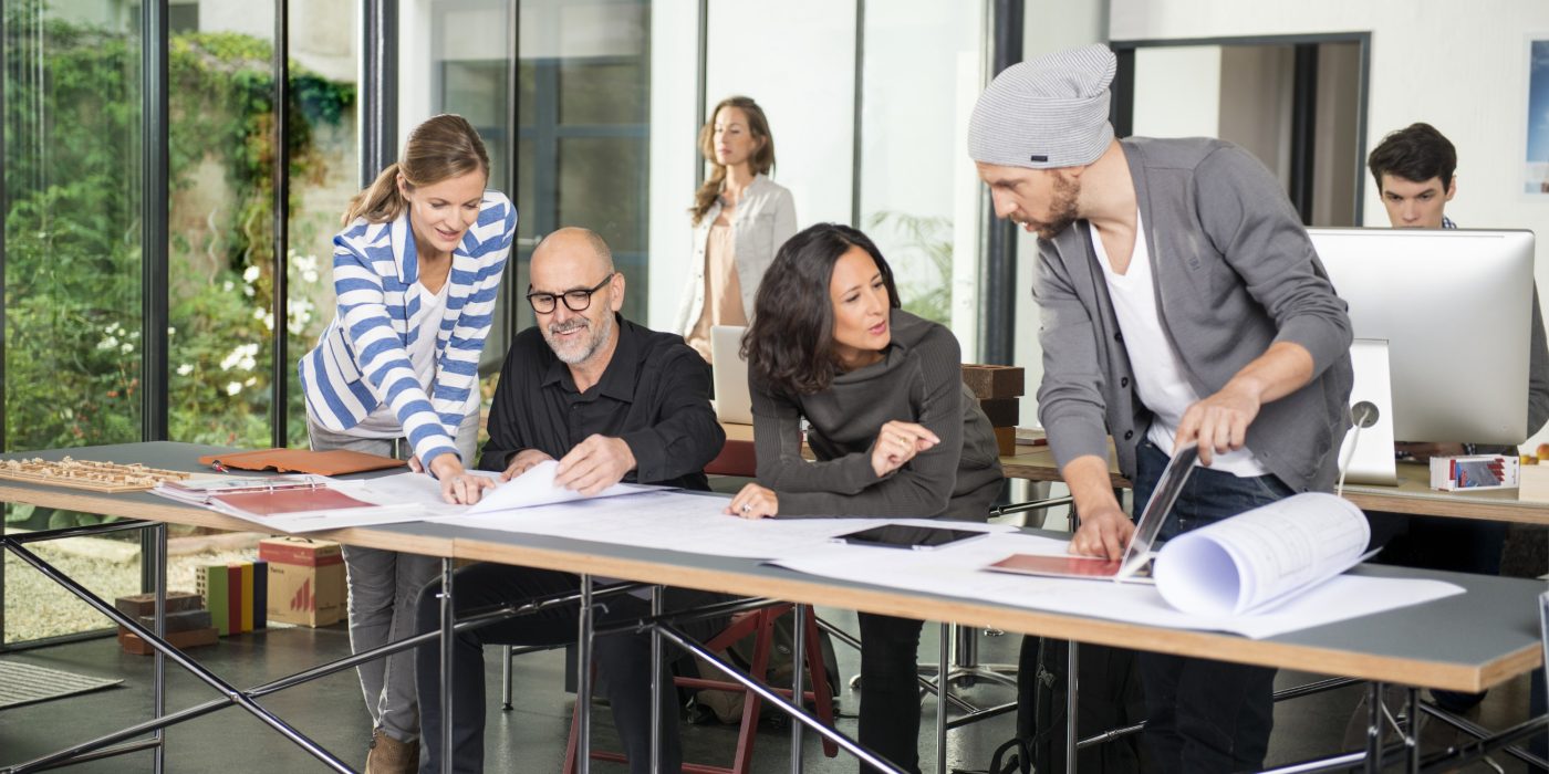 Architects collaborating in their office