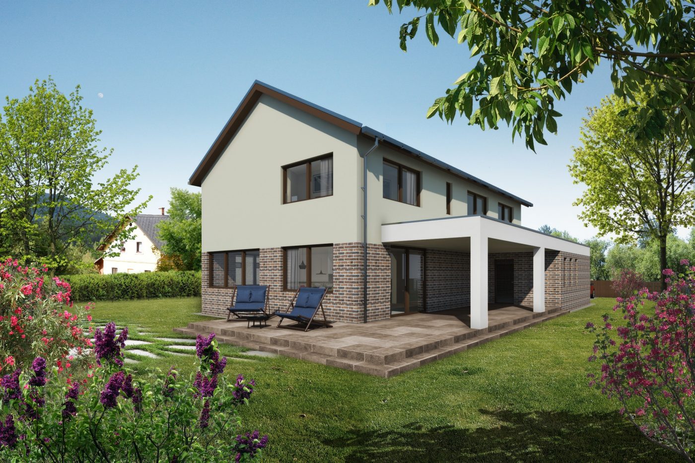 Pohled ze zahrady - typový projekt - LEONA I KLASIK | Wienerberger e4 dům