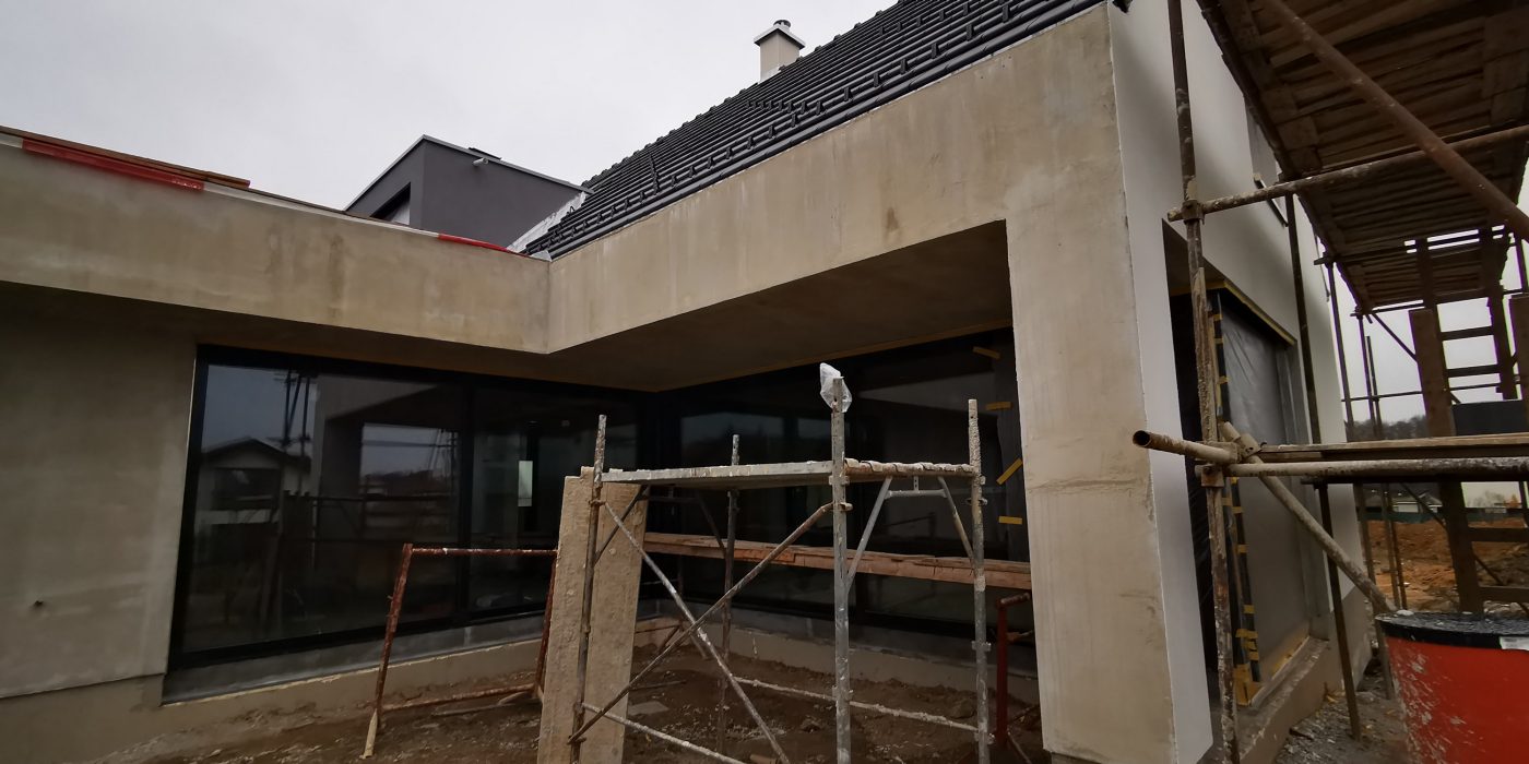 Fotografie finální omítky a venkovní fasády | Vzorový e4 dům | Wienerberger