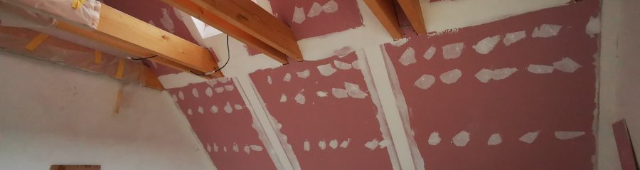 Fotografie zatmeleného sádrokartonu | Vzorový e4 dům | Wienerberger