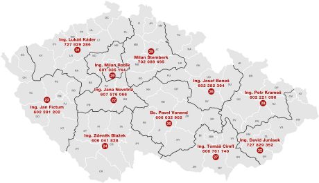 Mapa technických poradců pro zdivo a stropy Porotherm ve formátu PDF