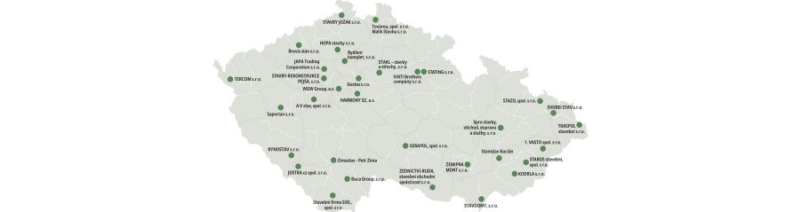 Mapa stavebních firem programu e4