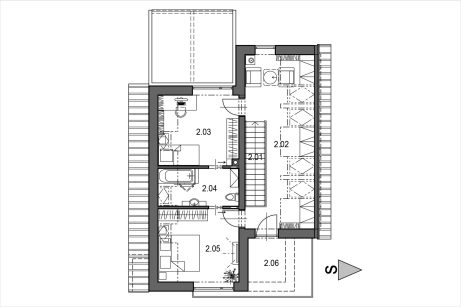 Půdorys patra typového projektu ADRIANA 2.02 | Wienerberger e4 dům