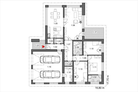 Půdorys přízemí - typový projekt ANTONIE I KLASIK | Wienerberger e4 dům