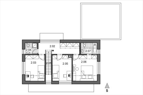 Půdorys patra - typový projekt - BRIGIT 2.02 | Wienerberger e4 dům