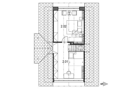 Půdorys patra - typový projekt - DÁDA 2.01 | Wienerberger e4 dům