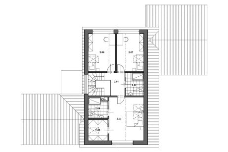 Půdorys patra - typový projekt - DARINA 1.01 | Wienerberger e4 dům