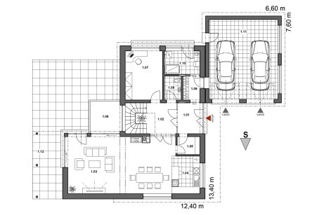 Půdorys přízemí - typový projekt - DARINA 1.01 | Wienerberger e4 dům