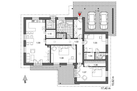 Půdorys přízemí - typový projekt - DIANA 1.04 | Wienerberger e4 dům