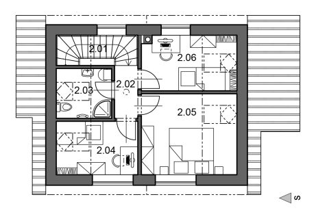 Půdorys patra - typový projekt - ELEN 1.10 KLASIK | Wienerberger e4 dům