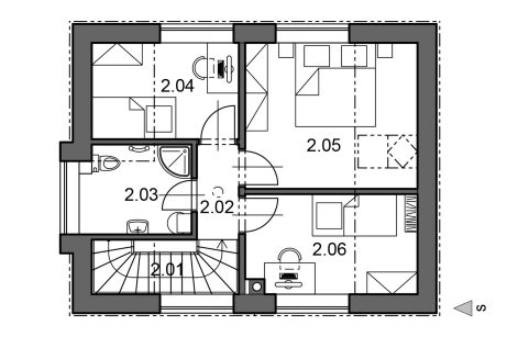 Půdorys patra - typový projekt - ELEN 1.10 TREND | Wienerberger e4 dům