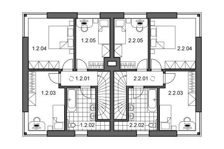 Půdorys patro - typový projekt - ELSA I TREND | Wienerberger e4 dům