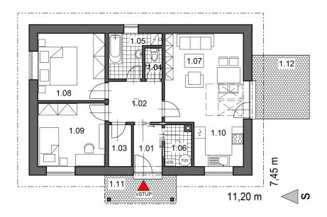 Půdorys přízemí - typový projekt - FRANTISKA I KLASIK | Wienerberger e4 dům