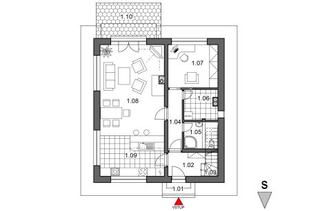 Půdorys přízemí - typový projekt - HELENA 6.04 | Wienerberger e4 dům