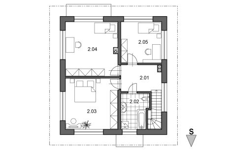 Půdorys patro - typový projekt - HELENA 6.04 | Wienerberger e4 dům