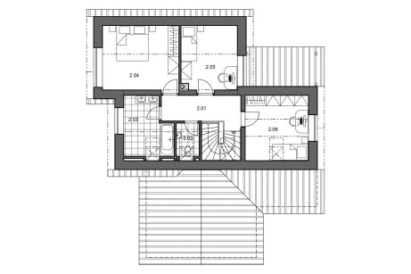Půdorys patro - typový projekt - JUDITA 3.02 | Wienerberger e4 dům