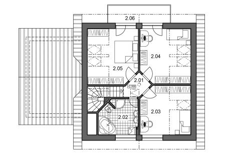Půdorys patra - typový projekt - LENKA 8.03 | Wienerberger e4 dům
