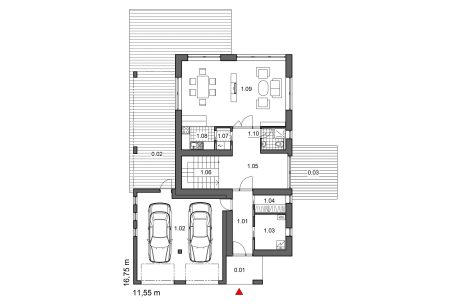Půdorys přízemí - typový projekt - LEONA I KLASIK | Wienerberger e4 dům