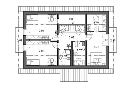 Půdorys patro - typový projekt - MARCELA 1.01 | Wienerberger e4 dům
