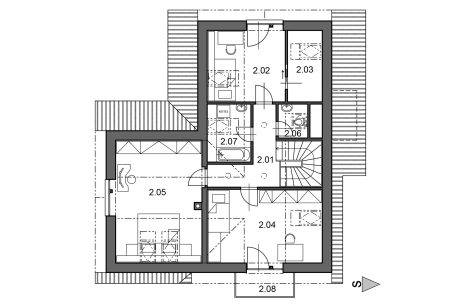 Půdorys patra - typový projekt - MARIE 8.01 | Wienerberger e4 dům