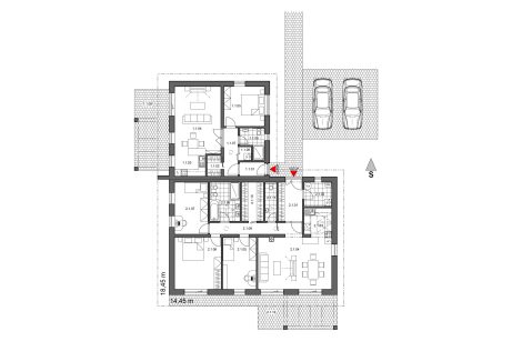Půdorys přízemí - typový projekt - MIRKA 1.01 | Wienerberger e4 dům
