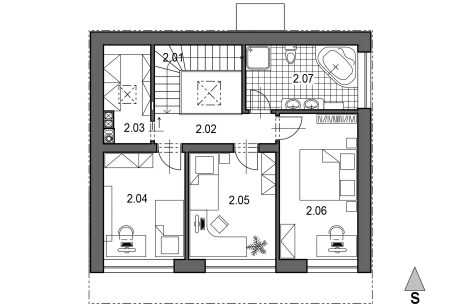 Půdorys patro - typový projekt - NERO 2005.2 | Wienerberger e4 dům