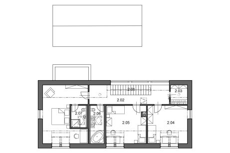 Půdorys patra - typový projekt - NERO 2.0422 | Wienerberger e4 dům