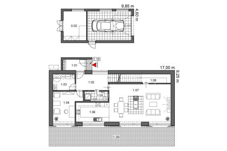 Půdorys přízemí - typový projekt - NERO 2.0422 | Wienerberger e4 dům