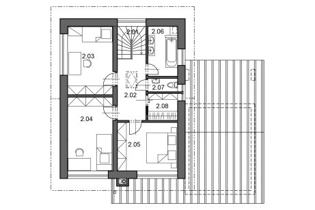 Půdorys patra - typový projekt - NERO 2.0502 | Wienerberger e4 dům