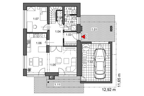 Půdorys přízemí - typový projekt - NERO 2.0502 | Wienerberger e4 dům