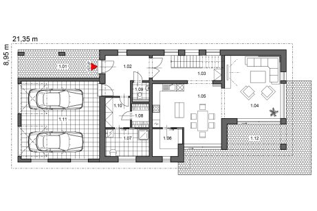 Půdorys přízemí - typový projekt - SANDRA I KLASIK | Wienerberger e4 dům