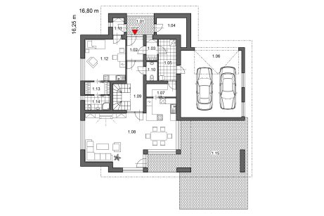 Půdorys přízemí - typový projekt - SILVIE KLASIK | Wienerberger e4 dům