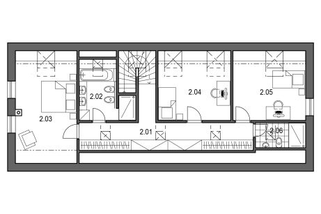 Půdorys patro - typový projekt - VIKTORIE 1.01 | Wienerberger e4 dům