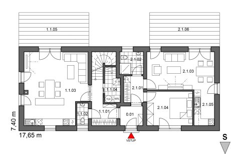 Půdorys přízemí - typový projekt - VIKTORIE 1.01 | Wienerberger e4 dům