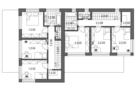 Půdorys patro - typový projekt - VIKTORIE 2.01 | Wienerberger e4 dům