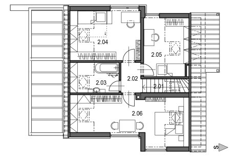Půdorys patra - typový projekt - VIOLA 1.01 | Wienerberger e4 dům