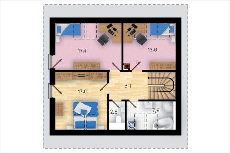 Půdorys patra - typový projekt - LYRA  | Wienerberger e4 dům