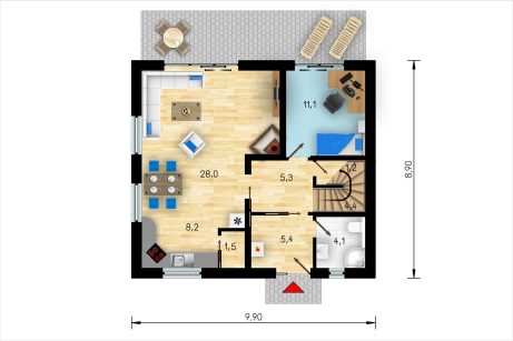 Půdorys přízemí - typový projekt - LYRA  | Wienerberger e4 dům