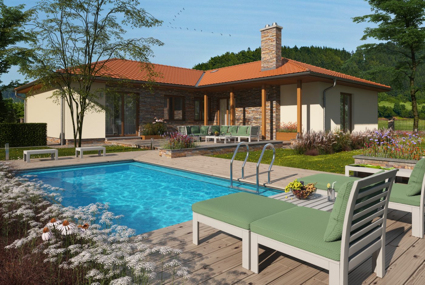 Pohled ze zahrady - typový projekt - ROMA | Wienerberger e4 dům