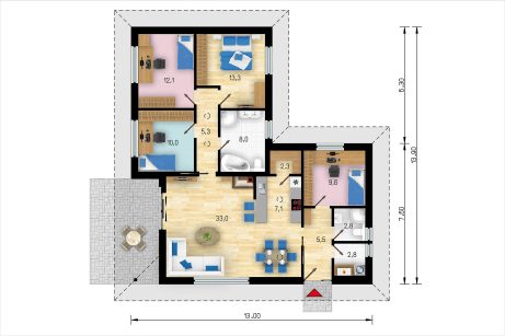 Půdorys přízemí - typový projekt - MALORKA | Wienerberger e4 dům