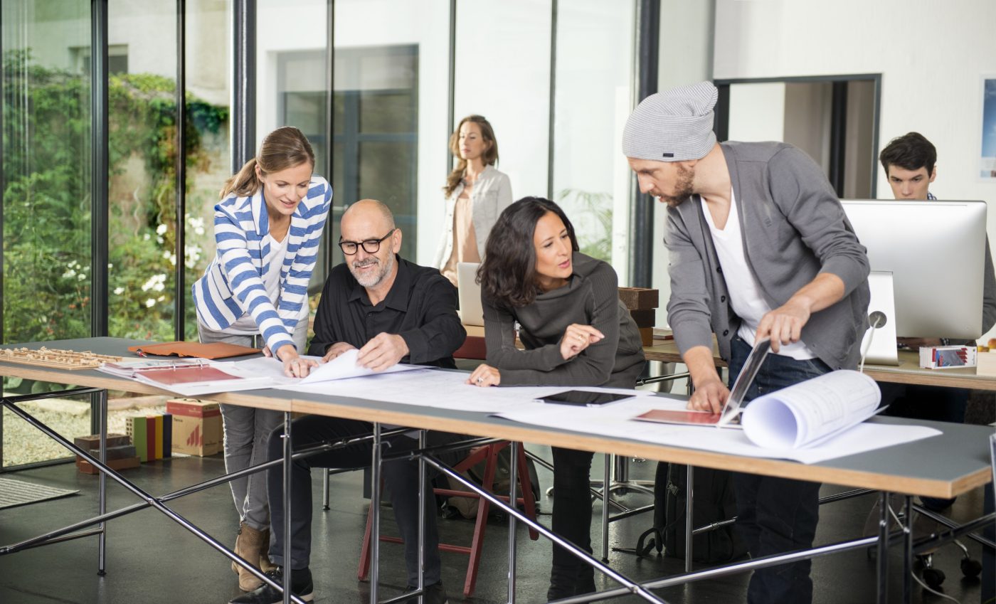 Architects collaborating in their office